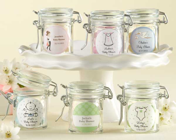 Baby Shower Favors: Treat Containers PERSONALIZED GLASS FAVOR JARS - BABY SHOWER
