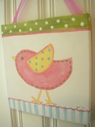 Hand Paint a Sweet Baby Gift for the Soon to Be Mom Hand Painted Canvas with Bird