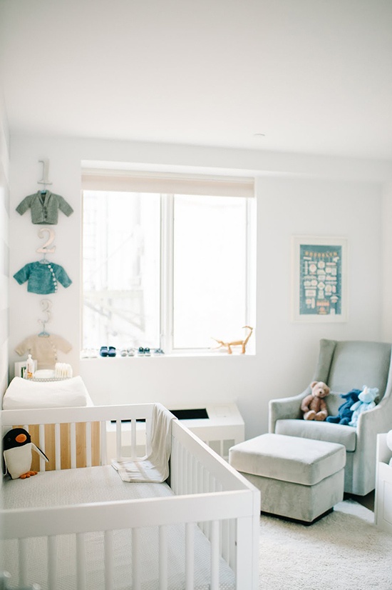 Bright and Beautiful Color Palettes for Your Nursery Muted Blues and Greens in White Nursery