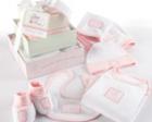 "Patty Cake" Six-Piece Layette Set in Keepsake Gift Box Tower  (Pink) baby favors