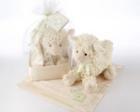 "Love Ewe" Plush Lamb and Lovie Gift Set in Organza-and-Satin Drawstring Bag baby favors