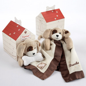 "Patches" Plush Puppy Lovie in Adorable Dog-House Gift Box wedding favors