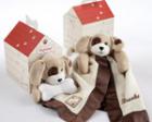 "Patches" Plush Puppy Lovie in Adorable Dog-House Gift Box baby favors