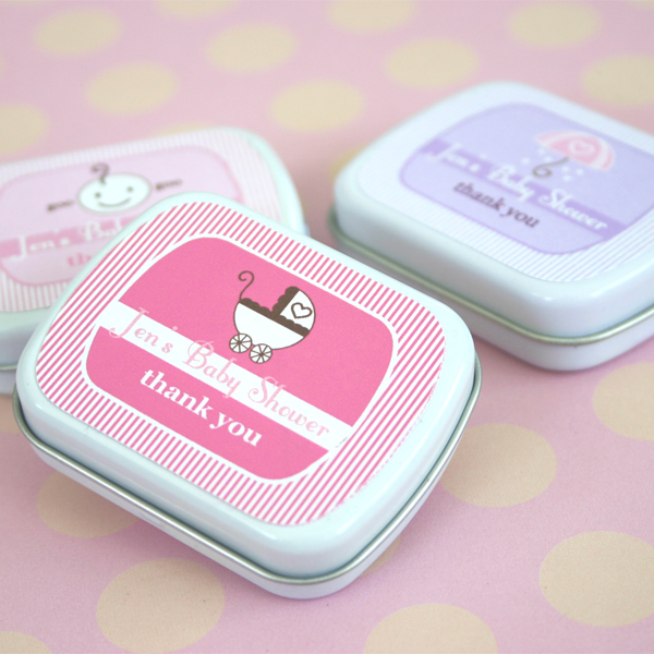 baby shower favor - personalized animal mint tins