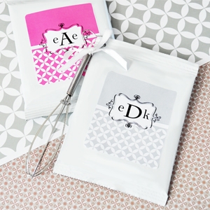 Mod Monogram Personalized Hot Cocoa + Optional Heart Whisk  wedding favors