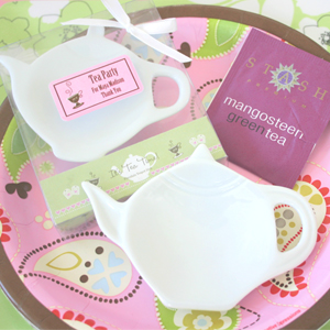 "It's Tea Time!" Porcelain Teapot Dish wedding favors