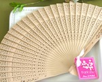 Sandalwood Fan in Glass Top Gift Box baby favors