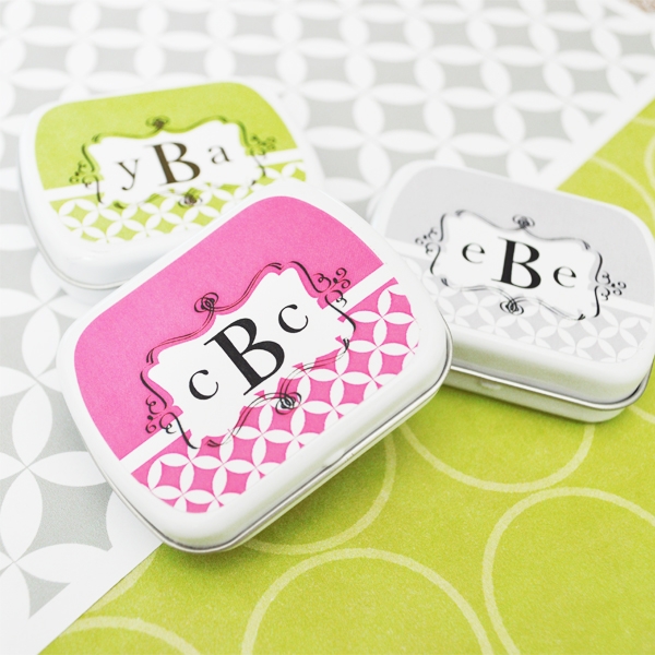 Mod Monogram Mint Tins  wedding favors