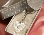 Chrome Key Chain With Crystal Heart baby favors