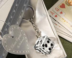 Las Vegas Themed Chrome Keychain With Crystal Dice baby favors