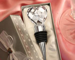 Chrome Bottle Stopper With Crystal Heart Design baby favors
