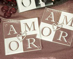 AMOR Glass Coaster Favors (Set Of 2) baby favors