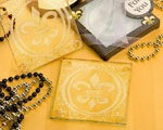 Fleur De Lis Design Glass Coaster Set Favors baby favors