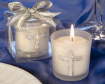 Silver Cross Themed Candle Favors baby favors