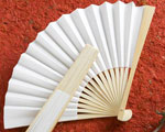 Elegant White Folding Fans baby favors