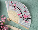 Delicate Cherry Blossom Design Silk Folding Fan Favors baby favors