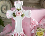 Capodimonte Collection Pink Cross Figurines baby favors