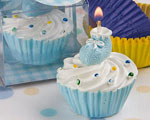 Blue Cupcake Design Candle Favors baby favors