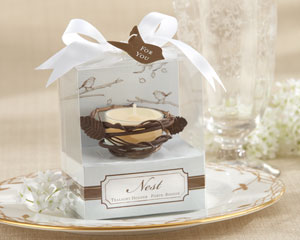"Our New Nest" Bronze-Finish Metal Tea Light Holder wedding favors