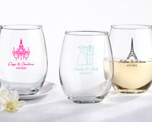 Personalized Stemless Wine Glass wedding favors