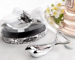 The "Love Dove" Chrome Bottle Opener in Elegant, Oval Showcase Giftbox baby favors