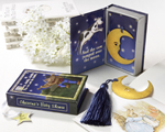 "Over the Moon" Vintage Moon Bookmark with Tassel in Nursery Rhyme Keepsake Book Box baby favors
