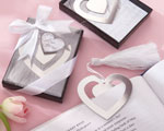 "Love Story" Silver-Finish Heart-Shaped Bookmark with Elegant Silk Tassel baby favors