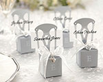 Miniature Silver Chair Favor Box w/  Heart Charm & Ribbon (Can be Monogrammed) baby favors