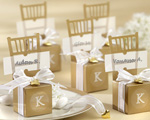Miniature Gold Chair Favor Box with Heart Charm and Ribbon (Can be Monogrammed) baby favors