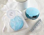"Something Blue" Mirror Compact in Elegant Organza Pouch baby favors