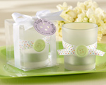 "Cute as a Button" Frosted-Glass Tealight Holder baby favors