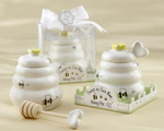 "Sweet As Can Bee" Ceramic Honey Pot with Wooden Dipper baby favors
