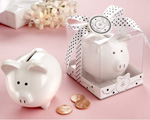 "Li'l Saver Favor" Ceramic Mini-Piggy Bank in Gift Box with Polka-Dot Bow baby favors
