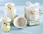 "About to Hatch" Ceramic Baby Chick Salt & Pepper Shakers baby favors