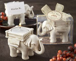 "Lucky Elephant" Antique Ivory-Finish Tea Light Holder baby favors
