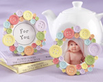 "Cute as a Button" Round Photo Frame baby favors