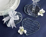 "Good Wishes" Heart Glass Coasters baby favors