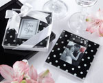 "Mod Dots" Black and White Polka Dot Photo Coaster baby favors