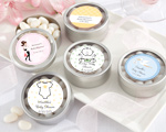 "Simply Sweet" Round, Personalized Candy Tin - Baby Shower baby favors