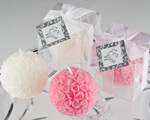 Rose Ball Candle in Gift Box with Matching Bow and Tag baby favors