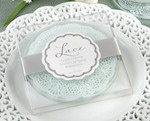 "Lace" Exquisite Frosted-Glass Coasters baby favors